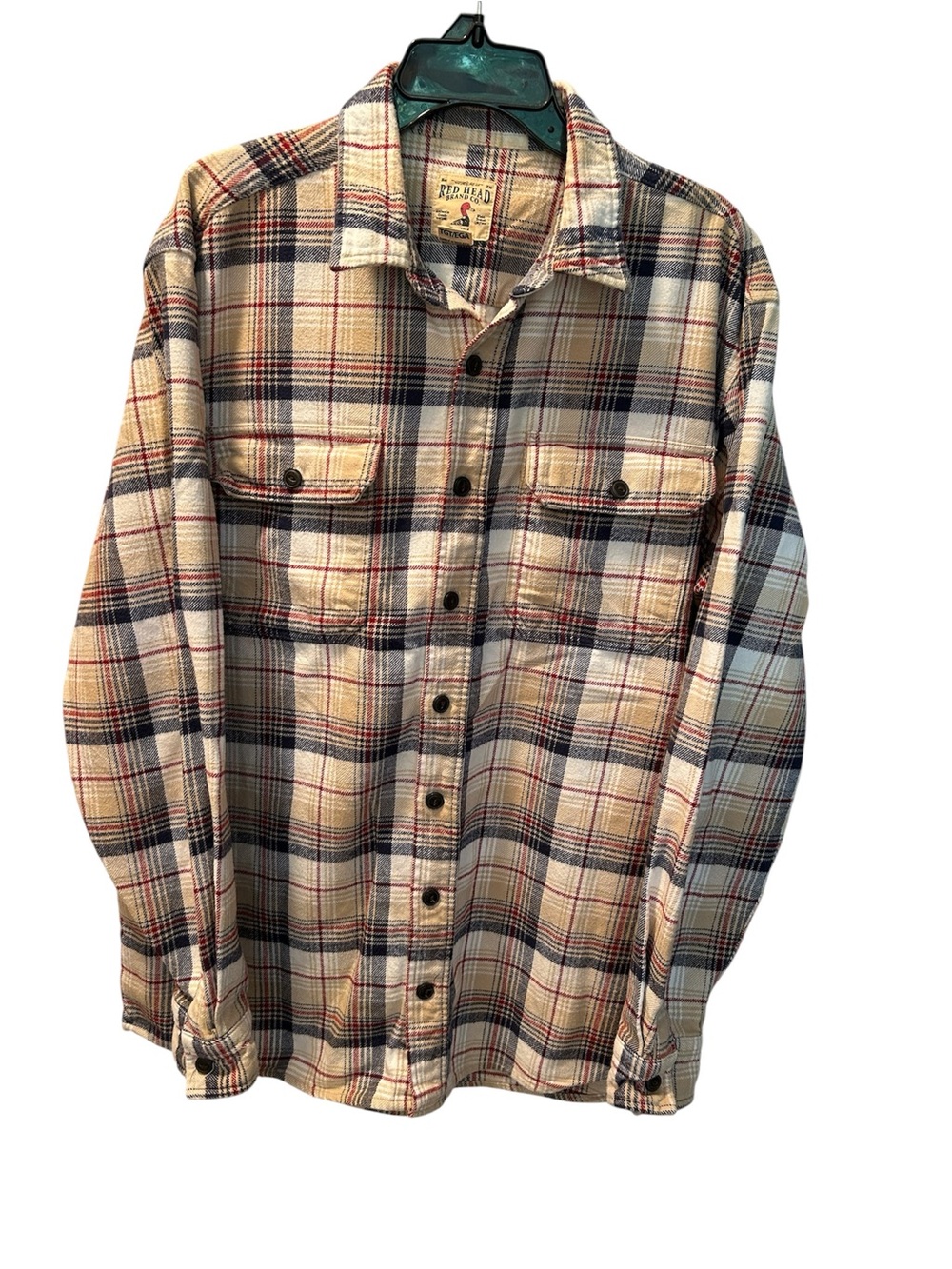 RedHead Men's Plaid Flannel Shirt - Beige/Blue